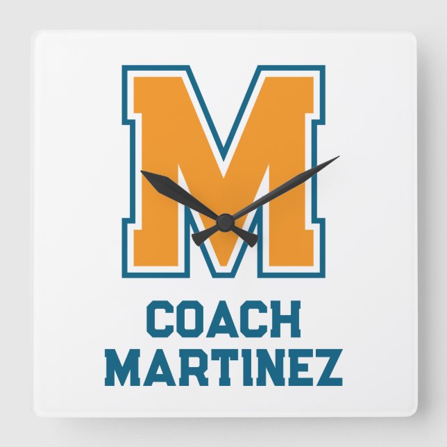 Lagfärger Monogram Namn Fyrkantig Klocka (Framsida)