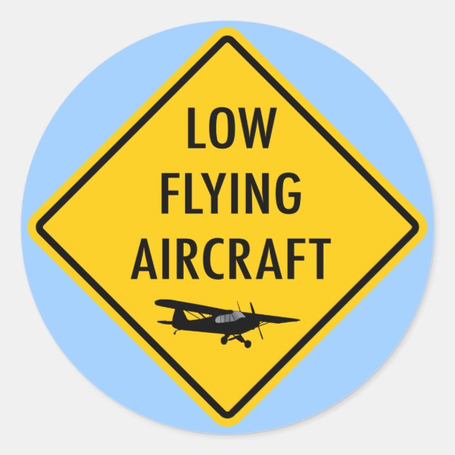Lågflygande luftfartyg - Trafiktecken Runt Klistermärke (Framsida)