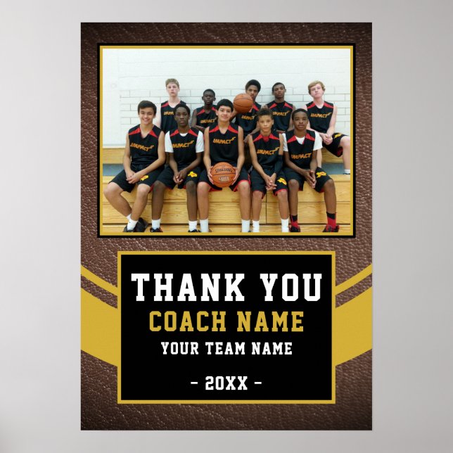 Lagfoto Tack till baskettränaren  Poster (Framsidan)