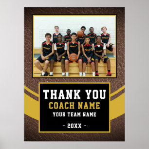 Lagfoto Tack till baskettränaren Poster