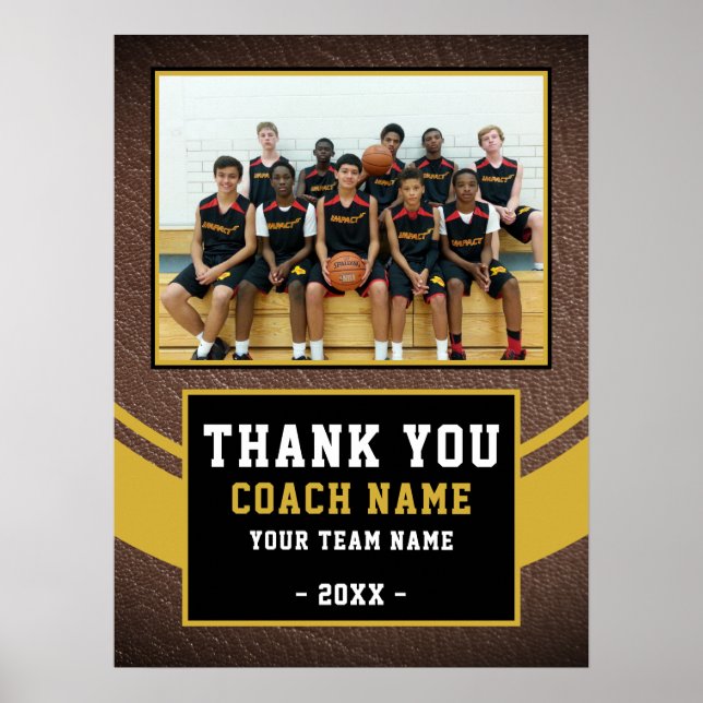 Lagfoto Tack till baskettränaren  Poster (Framsidan)