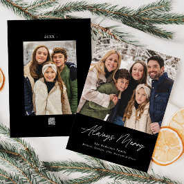 Lägg alltid till svart, minimalistisk 2-foto julkort