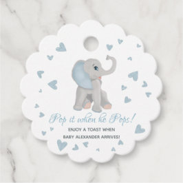 Lägg av när han slår blå Grått elefant babyskor Gåvor Etiketter