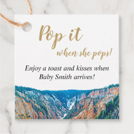 Lägg av när hon hoppar! Rustic Mountain Waterfall Gåvor Etiketter