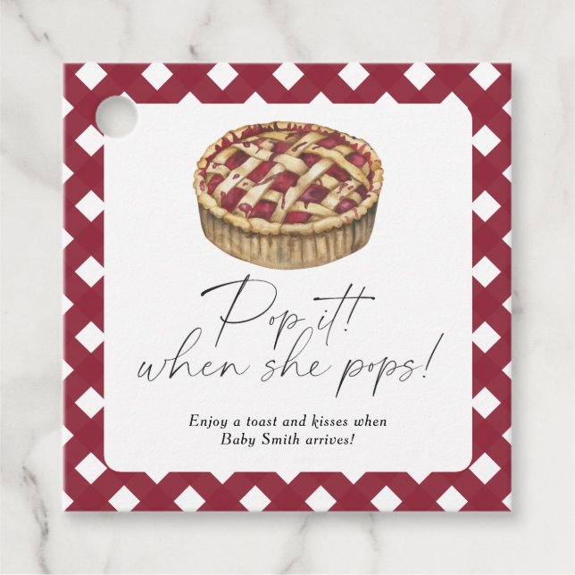 Lägg av när hon pockar - paj babydusch gåvor etiketter (Framsida)