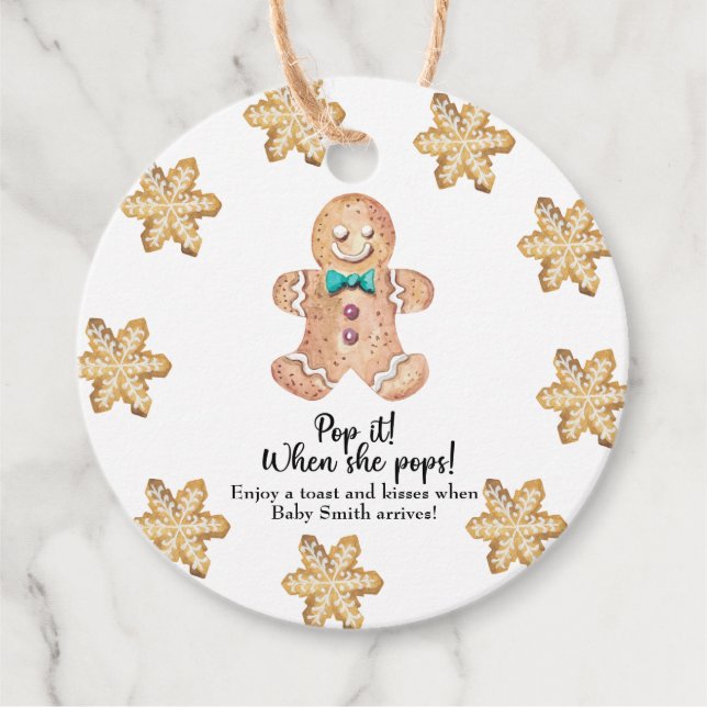 Lägg av när hon poppar! Julkakor Gåvor Etiketter (Framsida)