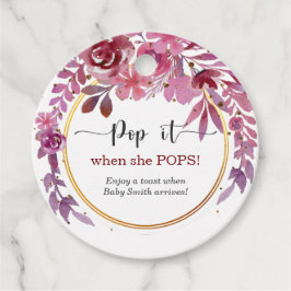 Lägg av när hon poppar Lila och Guld Confetti Gåvor Etiketter