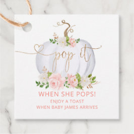 Lägg av när hon poppar  rosa guld pumpa gåvor etiketter