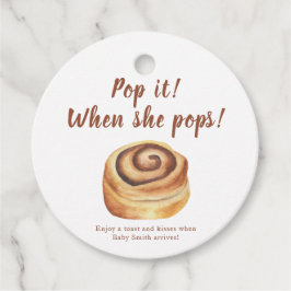 Lägg av när hon poppar! Vattenfärgbun Babydusch Gåvor Etiketter