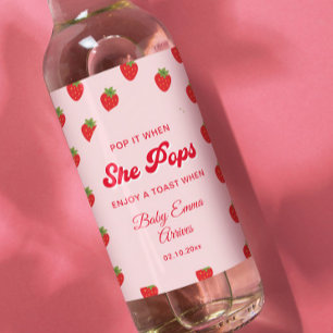 Lägg av när hon pops Berry Sweet Baby Shower Mini Vinetikett