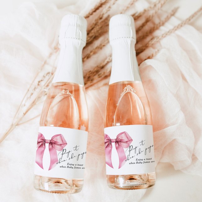 Lägg av när hon slår på Rosa Bow Baby Shower (Skapare uppladdad)