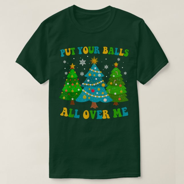 Lägg Bollarna över mig, God jul Träd, X T Shirt (Design framsida)