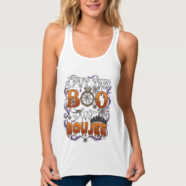 Lägg Boo Boujee Halloween Diamantring Krona_1 Linne Med Racerback (Framsida)