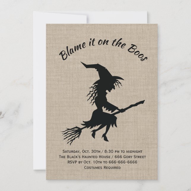 Lägg den på Boos Burlap Halloween fest Inbjudningar (Framsida)