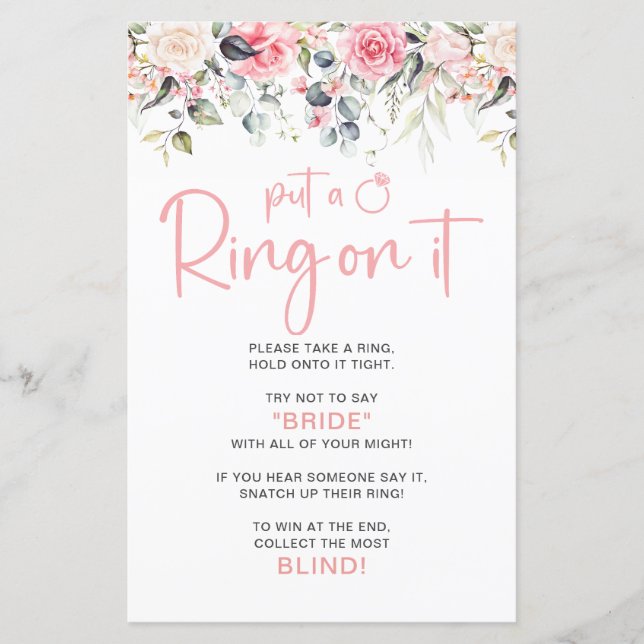 Lägg en ring på den bröllopsduschspelet (Framsida)