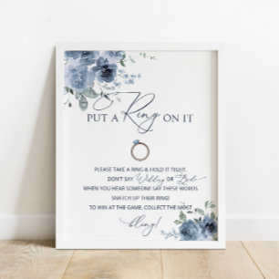 Lägg en Ring på Möhippan Dusty Blue Blommigt Poster