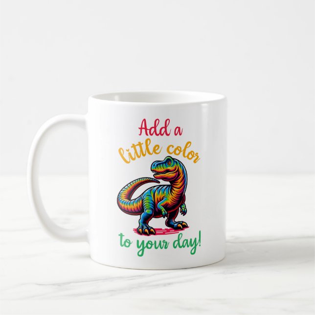 Lägg lite färg till din dag Dinosaurie Kaffemugg (Vänster)