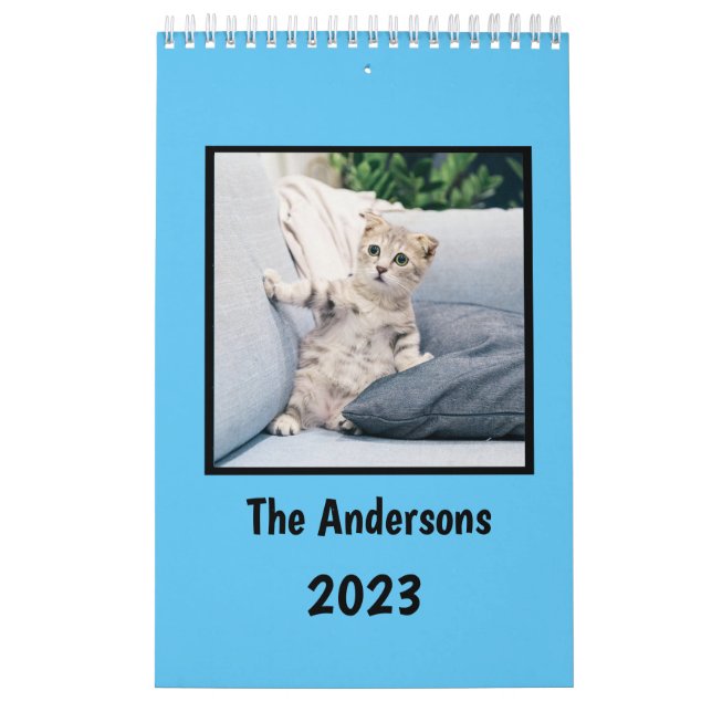 Lägg min katt Bilder varje månad blå Kalender (Omslag)