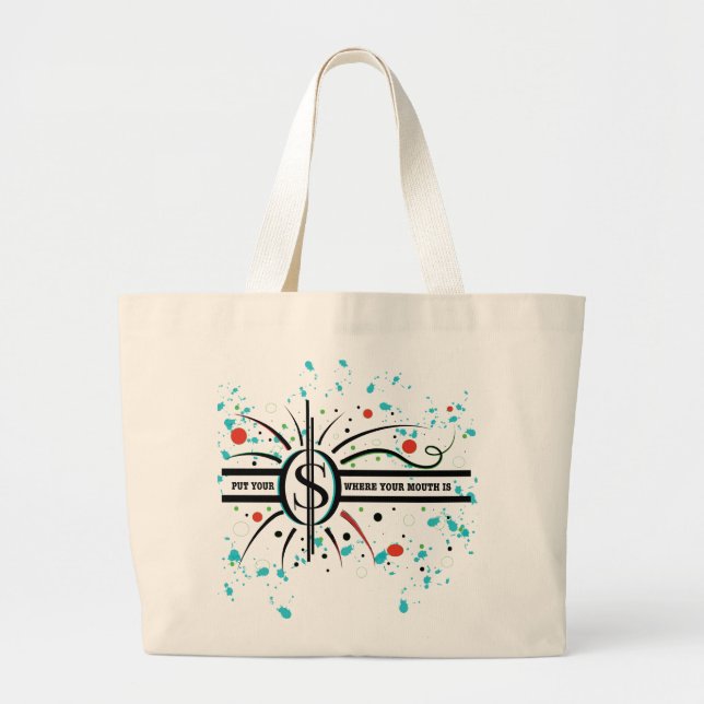 Lägg pengarna där munnen är QUOTE Jumbo Tygkasse (Framsidan)