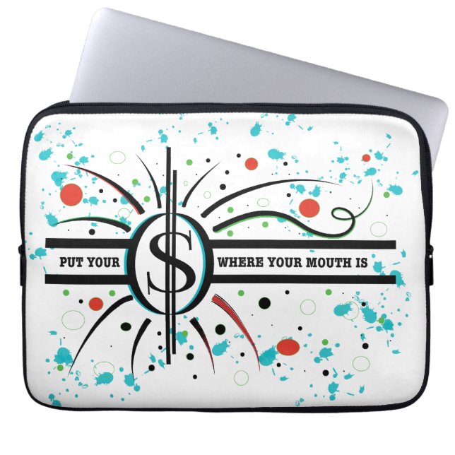 Lägg pengarna där munnen är QUOTE Laptop Fodral (Framsidan)