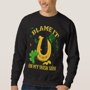Lägg skulden på min irländska sida St Patricks Day Lång Ärmad Tröja