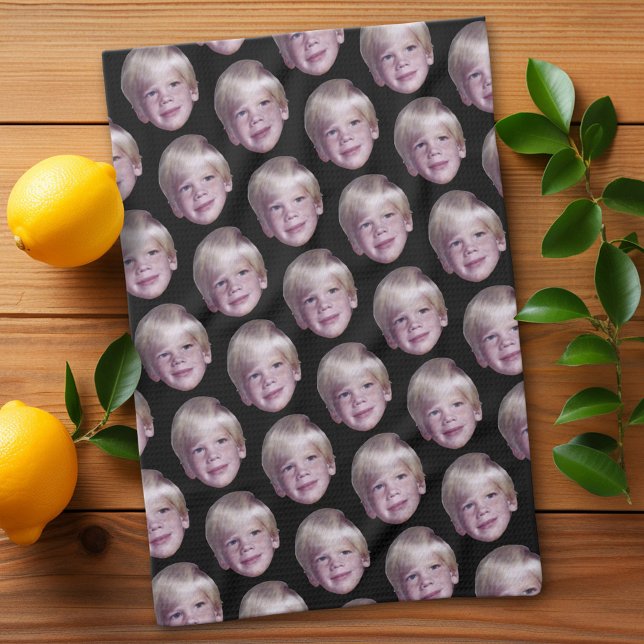 Lägg till 1 Mönster med Flytande huvud, foto med h Kökshandduk (Custom Kitchen Towel with a Photo Collage)