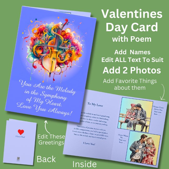 Lägg till 2 bilder, Du är melodin i min Alla hjärt Kort (Skapare uppladdad)