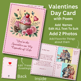 Lägg till 2 bilder, strössel på cupcakes alla hjär kort