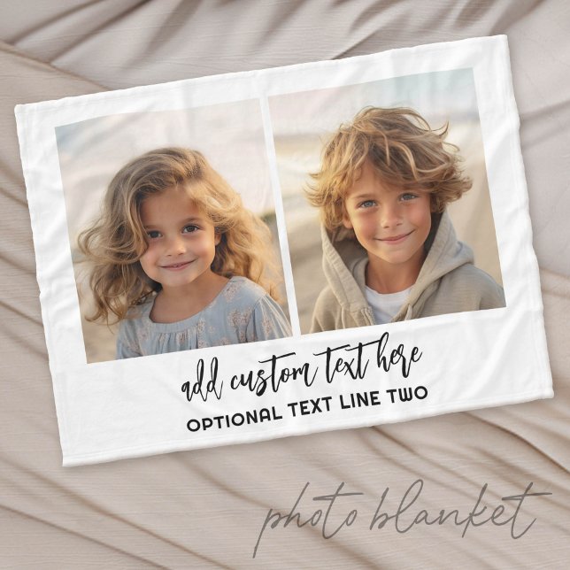 Lägg till 2 foton - Enkel kollage Fleecefilt (Custom Fleece Photo Blanket)
