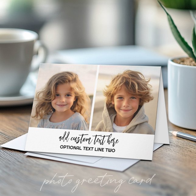 Lägg till 2 foton - Enkel kollage Kort (Custom Photo Folded Greeting Card)