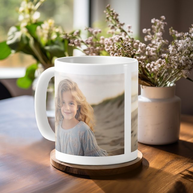Lägg till 2 foton - Enkel kollage på båda sidor Kaffemugg (Personalized mug with a photo on each side)