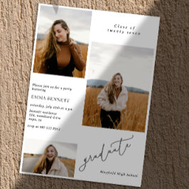 Lägg till 3 foto Modern Script Studenten-inbjudan Inbjudningar