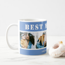 Lägg till 4 Foto Bästa mamma någonsin Blå kaffemug Kaffemugg