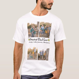 Lägg till 4 fotokollage Underbarare Pappa någonsin T Shirt