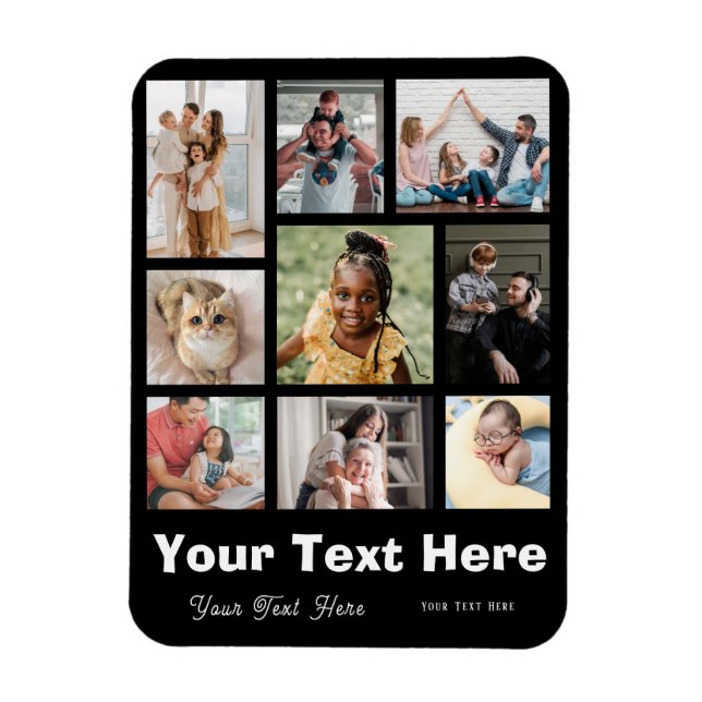 Lägg till 9 foton och din favoritbildtext magnet (Vertikal)