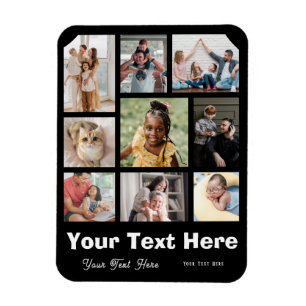Lägg till 9 foton och din favoritbildtextmagnet magnet