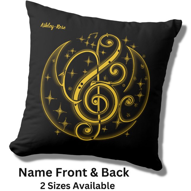 Lägg till Abstrakten Namn Text Golden Treble Clef  Kudde (Skapare uppladdad)