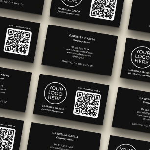 Lägg till Affärskortet Svartvit QR-Logotyp Visitkort