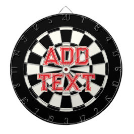 Lägg till anpassad röd text på svart och vit retro darttavla