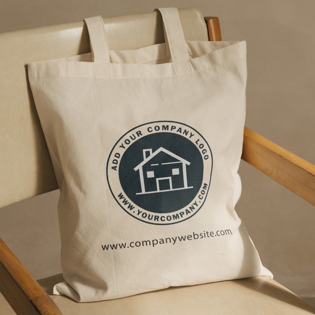 Lägg till Anpassningsbar Business Logotyp Company  Tygkasse (Add Custom Business Logo Company Website Address Tote Bag)