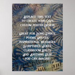 Lägg till Anpassningsbar i DIY Blue Musical Artwor Poster