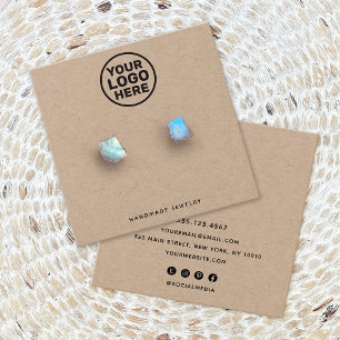 Lägg till Anpassningsbar Logotyp Kraft Stud Earrin Fyrkantigt Visitkort