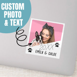 Lägg till Anpassningsbar Pet Photo Namn & Year Cut Klistermärken