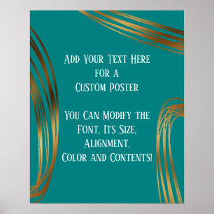 Lägg till Anpassningsbar Text Guld Ovalers Teal me Poster