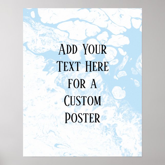 Lägg till Anpassningsbar, vit och Baby blue marmor Poster (Framsidan)