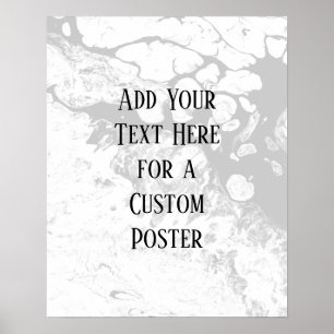 Lägg till Anpassningsbar, vit och Grått Marble Poster