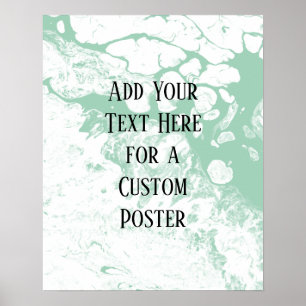 Lägg till Anpassningsbar, vit och Ljust grönt marm Poster