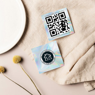 Lägg till Anpassningsbarnas Logotyp och QR-kodholo Fyrkantigt Visitkort