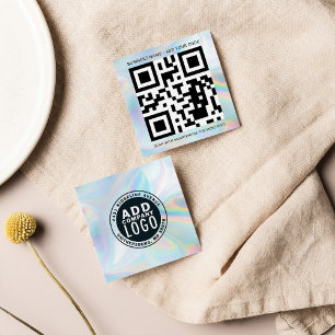 Lägg till Anpassningsbarnas Logotyp och QR-kodholo Fyrkantigt Visitkort