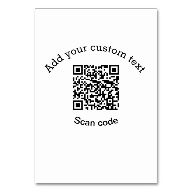 Lägg till anpassningsbarnas textskanning QR-kodför Bordsnummer (Framsidan)